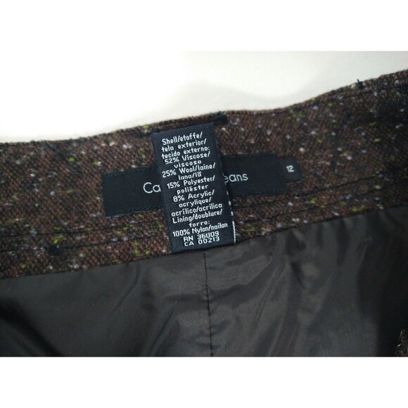 NWT VINTAGE Calvin Klein Wool Blend Pocket Brown Pleat A-Line Mini Skirt Size 12 - Picture 6 of 10